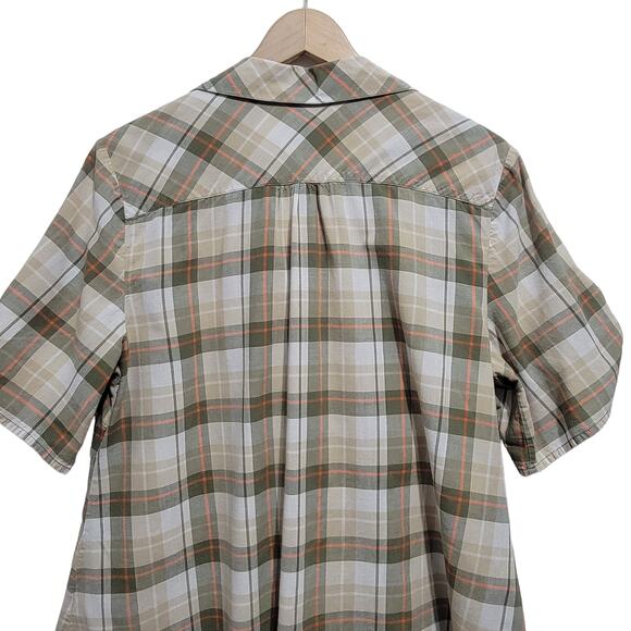 Cato Womens Plaid Shirt Button Front Short Roll Tab Sleeves Size 14/16W - Picture 8 of 9